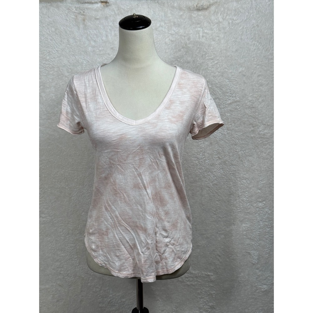 Abercrombie & Fitch Soft AF Tee Pink Tie Dye V-Neck Short Sleeve Shirt XS‎
